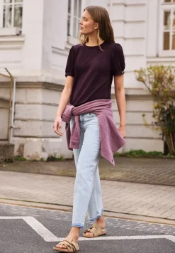 Shirt met ronde hals en knoopdetail