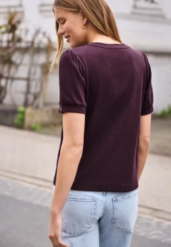 Shirt met ronde hals en knoopdetail