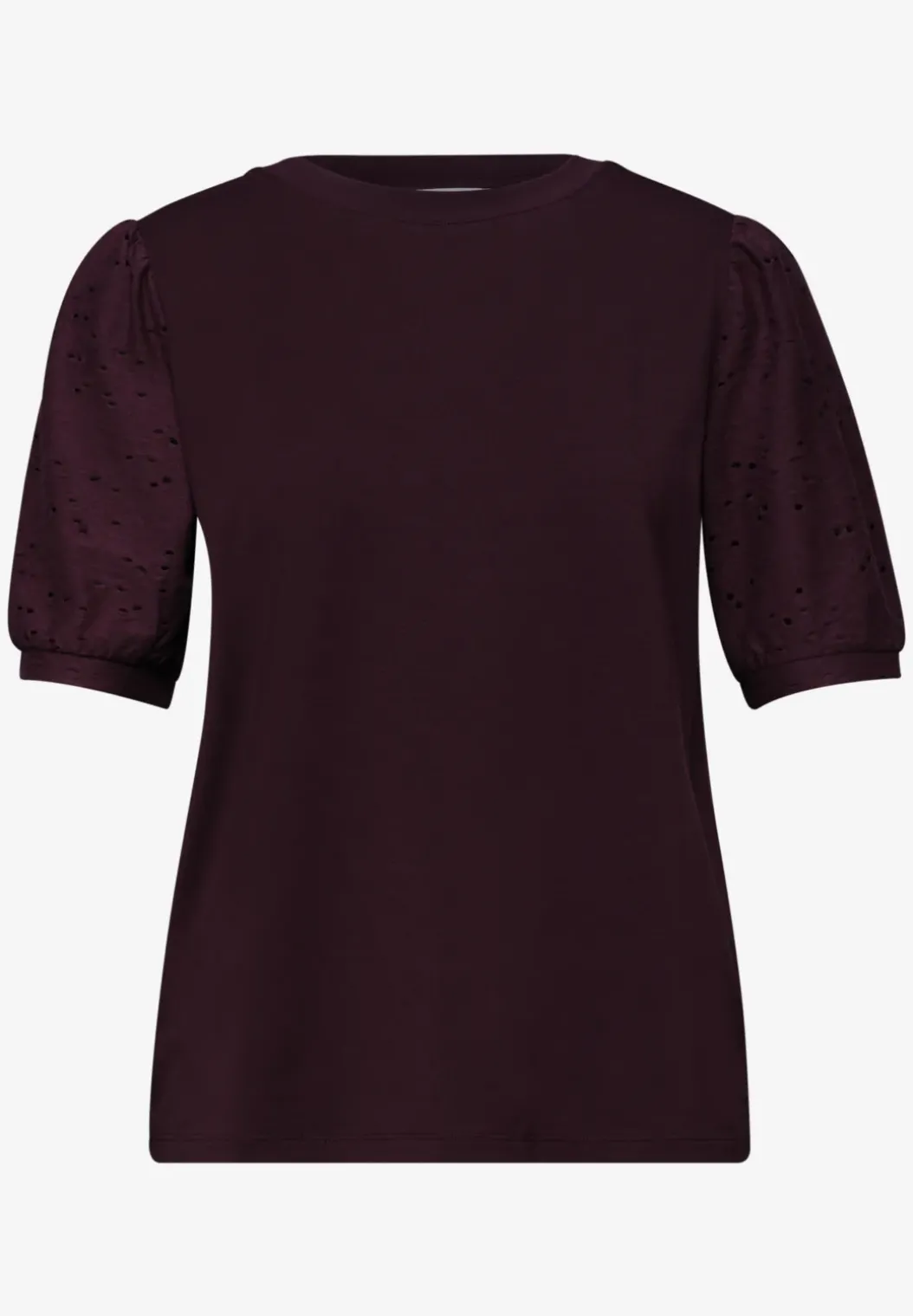 Shirt met ronde hals en kanten mouwen