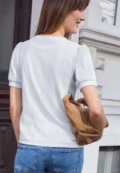 Shirt met ronde hals en knoopdetail