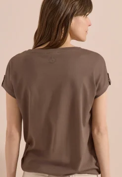 Shirt met ronde hals en omslagdetail