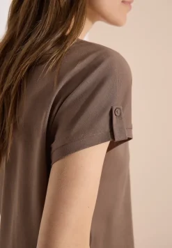Shirt met ronde hals en omslagdetail