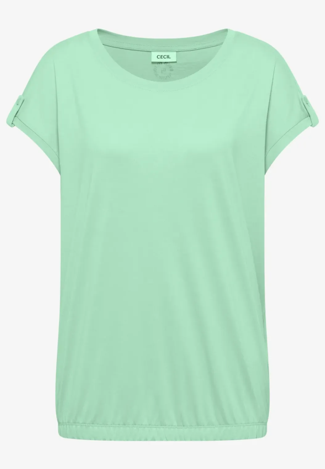 Shirt met ronde hals en omslagdetail