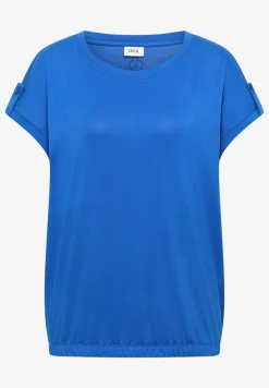 Shirt met ronde hals en omslagdetail