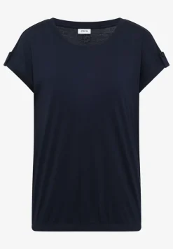 Shirt met ronde hals en omslagdetail