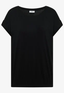 Shirt met ronde hals en omslagdetail