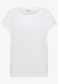Shirt met ronde hals en omslagdetail