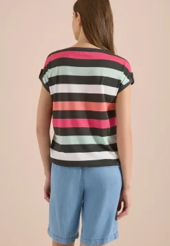Shirt met ronde hals en omslagdetail