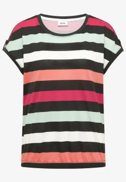Shirt met ronde hals en omslagdetail