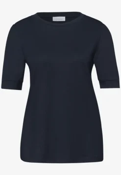 Shirt met ronde hals en pofmouwen