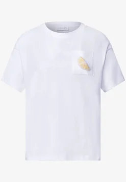 Shirt met ronde hals en pareldetail
