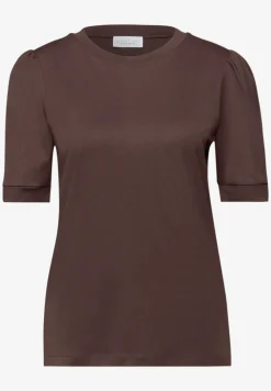 Shirt met ronde hals en pofmouwen