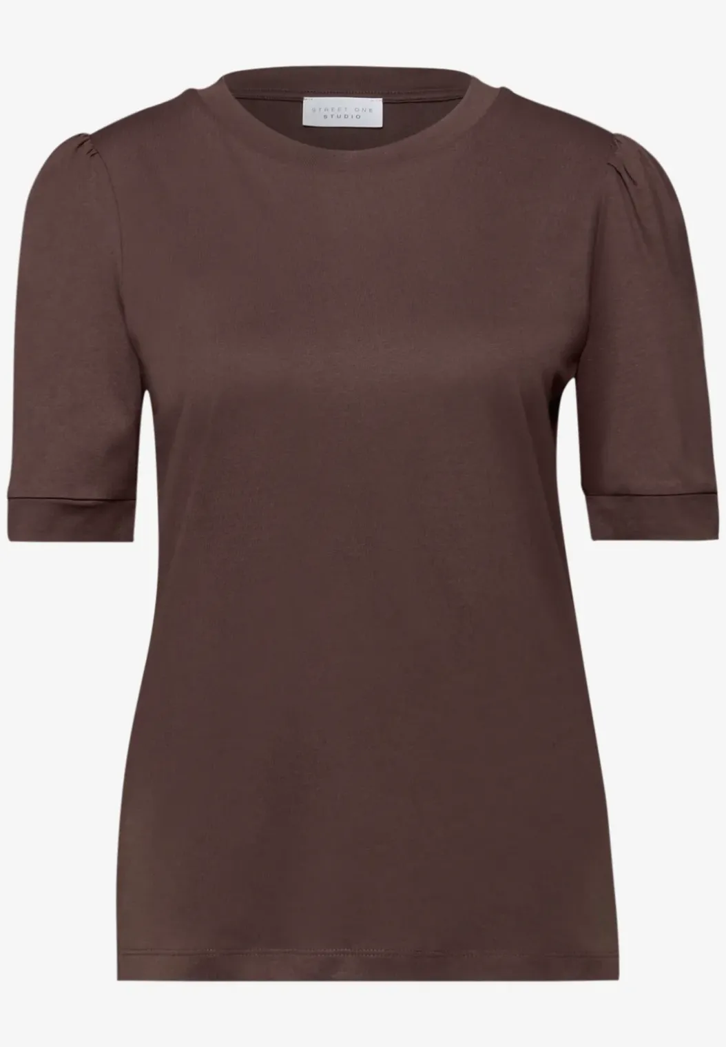 Shirt met ronde hals en pofmouwen