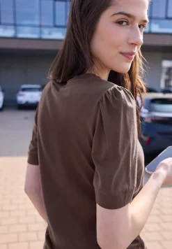 Shirt met ronde hals en pofmouwen