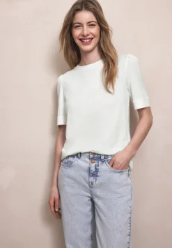 Shirt met ronde hals en pofmouwen