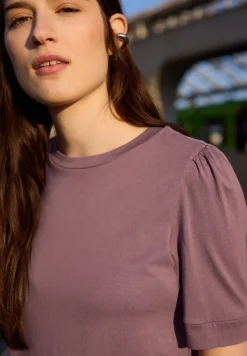 Shirt met ronde hals en pofmouwen