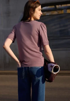 Shirt met ronde hals en pofmouwen