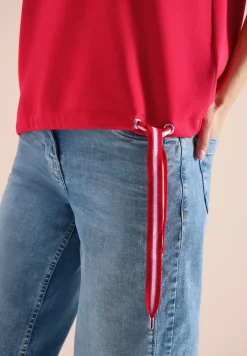 Shirt met ronde hals en rimpels