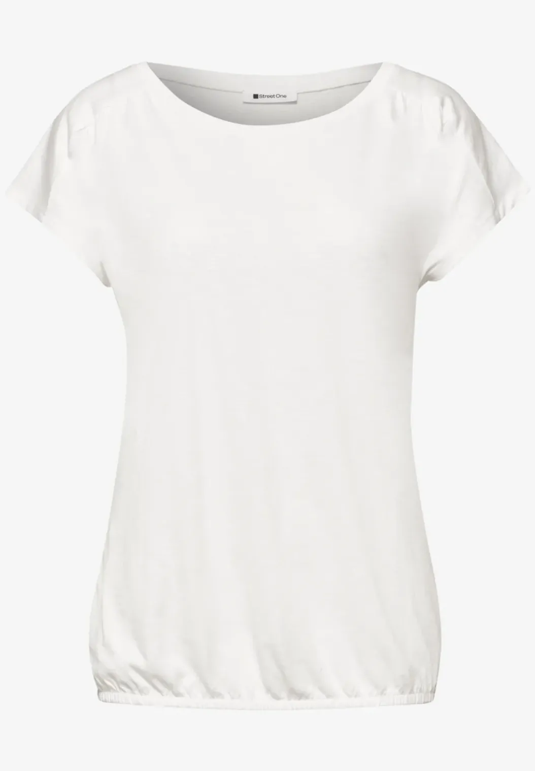 Shirt met ronde hals en rimpels
