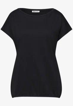 Shirt met ronde hals en rimpels