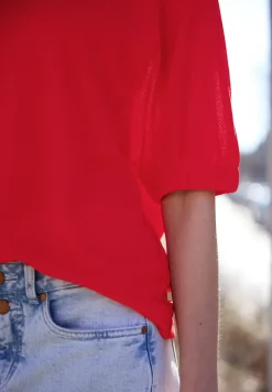 Shirt met ronde hals en rimpels