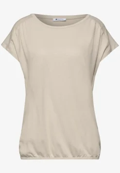 Shirt met ronde hals en rimpels