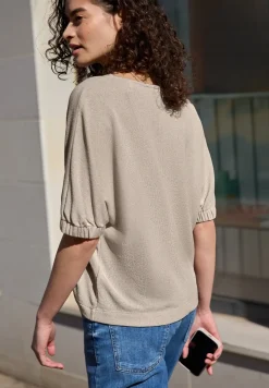 Shirt met ronde hals en rimpels