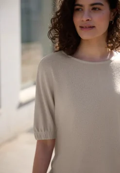 Shirt met ronde hals en rimpels