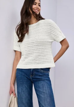 Shirt met ronde hals en structuur