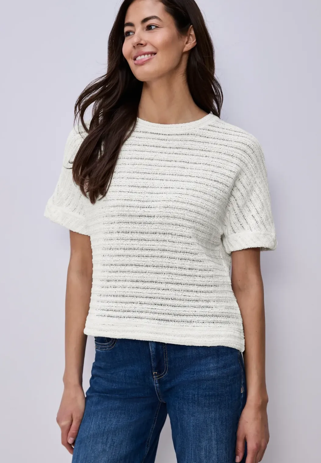 Shirt met ronde hals en structuur