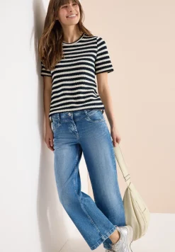 Shirt met ronde hals in ajour look