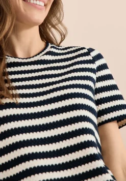Shirt met ronde hals in ajour look