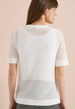 Shirt met ronde hals in ajour look