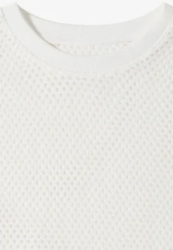 Shirt met ronde hals in ajour look
