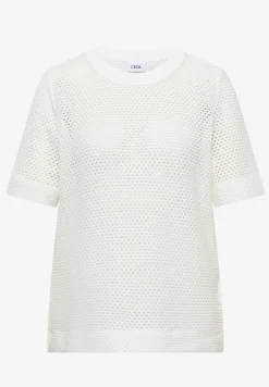 Shirt met ronde hals in ajour look