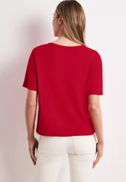 Shirt met ronde hals in effen kleur