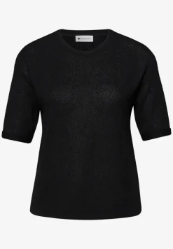 Shirt met ronde hals in gebreide look