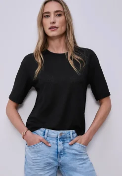 Shirt met ronde hals in gebreide look