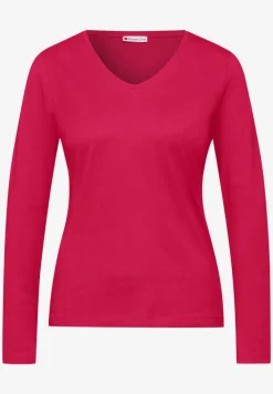 Shirt met ronde V-hals