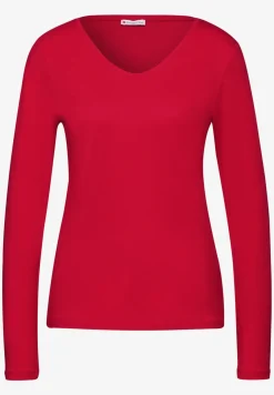 Shirt met ronde V-hals