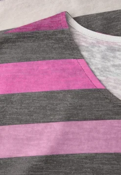 Shirt met ronde V-hals en strepen