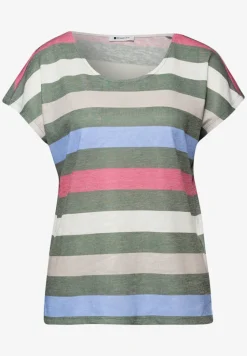 Shirt met ronde V-hals en strepen