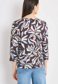 Shirt met split neck en print