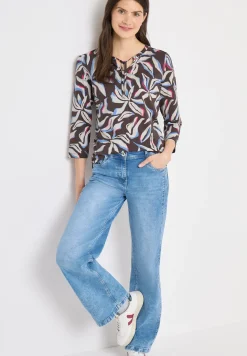 Shirt met split neck en print