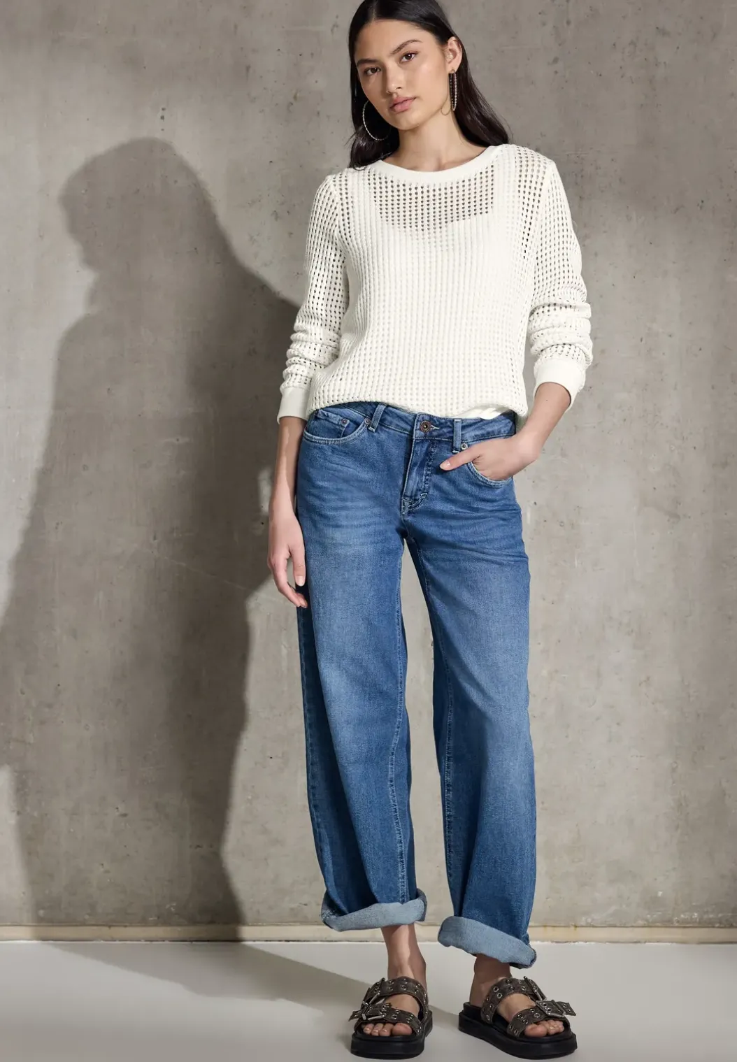 Shirt met structuur en gebreide look