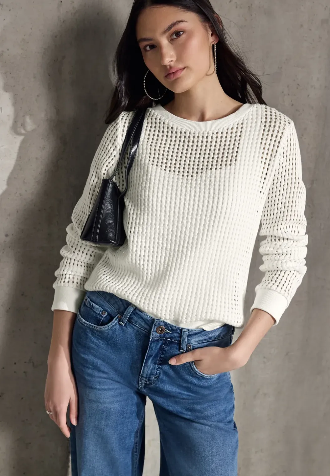 Shirt met structuur en gebreide look