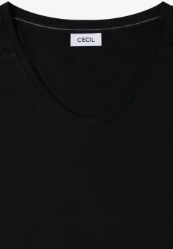 Shirt met V-hals en kanten detail
