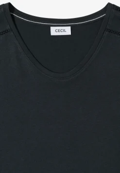 Shirt met V-hals en kanten detail