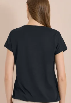 Shirt met V-hals en kanten detail