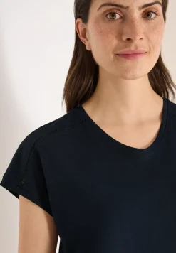 Shirt met V-hals en kanten detail